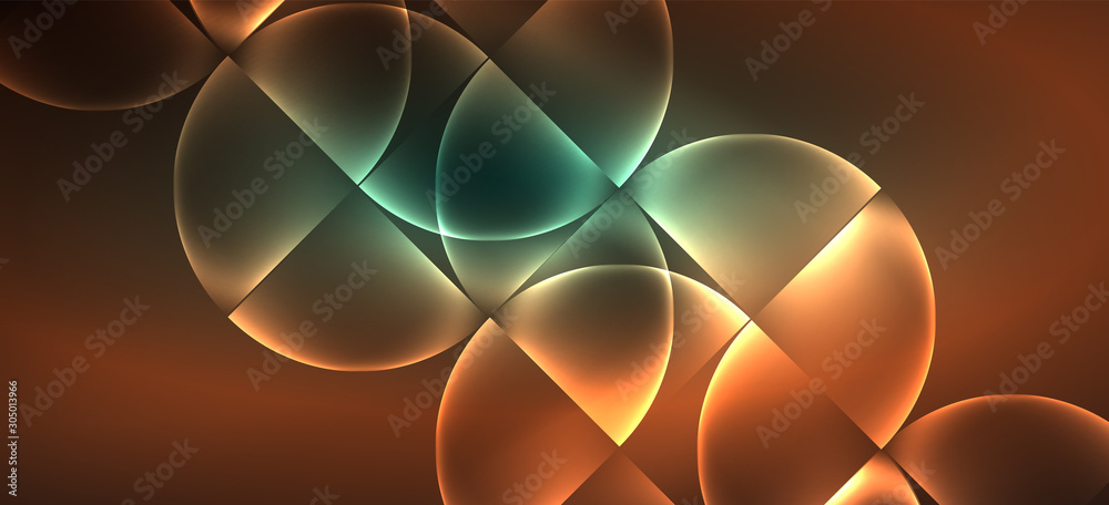 Techno glowing glass geometric shapes vector background, futuristic dark template with neon light effects and simple forms Techno glowing glass geometric shapes vector background, futuristic dark template with neon light effects and simple forms