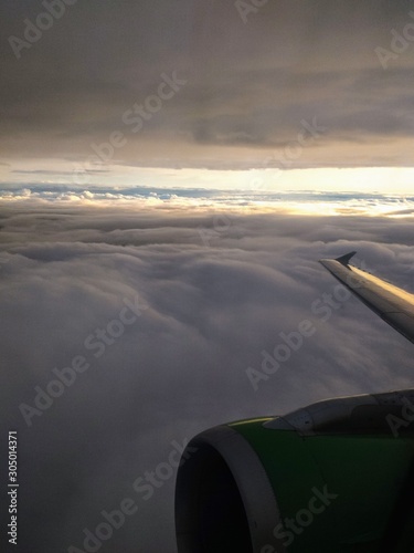aerial view sunset from an airplane 