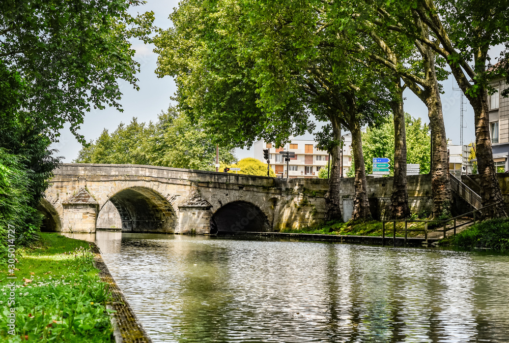 Bridge over a river in France. Bridge over a river in France.