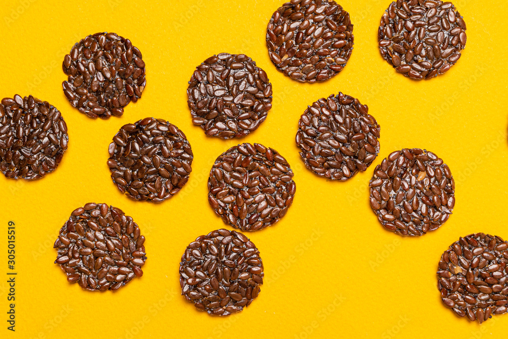 Obraz premium keto flax crackers, top view