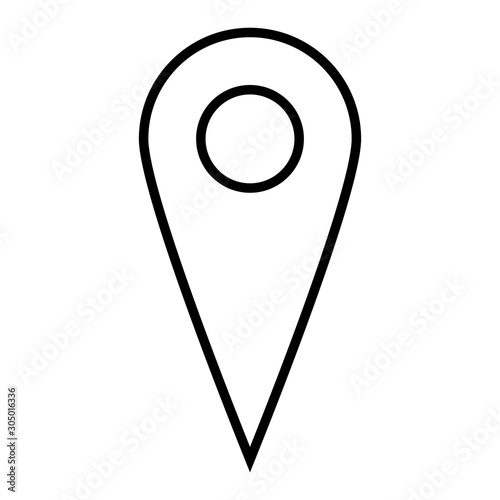 Black outline map pointer. Simple flat vector icon