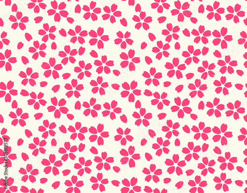 Japanese Cute Pink Cherry Blossom Seamless Pattern