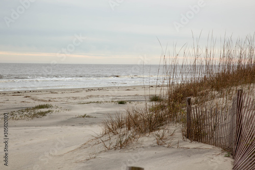 Beach with sand and sea oats