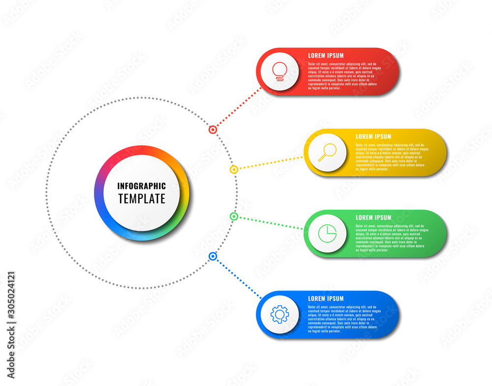 infographic template with four round elements on white background ...