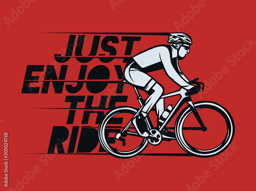 Just enjoy the ride t shirt design poster cycling quote slogan in vintage style