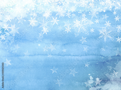 Christmas watercolour snowflakes and stars