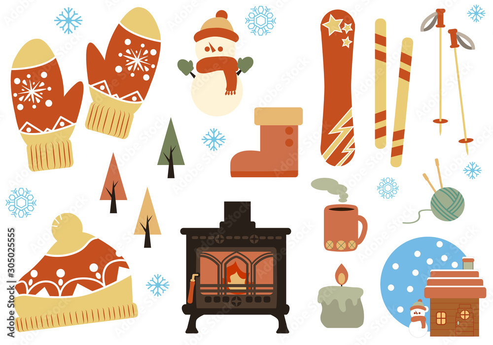 冬アイテム雑貨イラスト素材 Stock Vector Adobe Stock