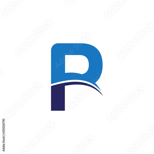 Fototapeta Naklejka Na Ścianę i Meble -  Initial Letter P Wave Alphabet Logo Vector Design. Aviation Shape Branding Corporate business P Letter Logo with Blue.