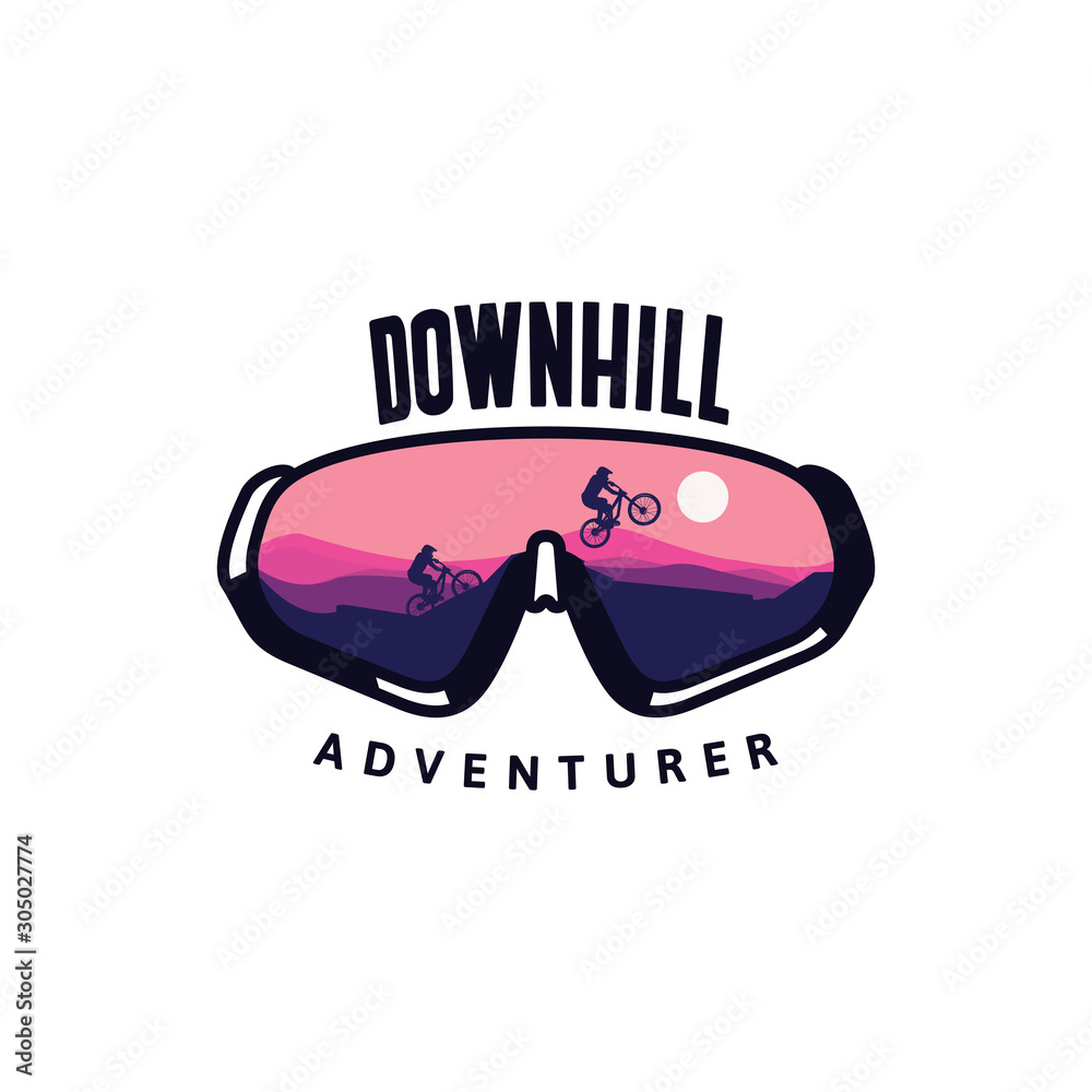 downhill glasses adventurer view landscape silhouette jumping background purple sky