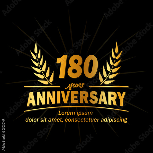 180 years logo. One hundred and eighty years anniversary vector and illustration design template.