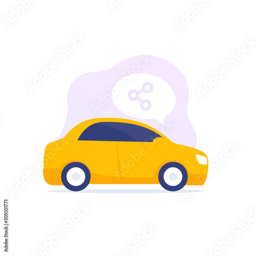 carsharing service vector icon with car and share symbol