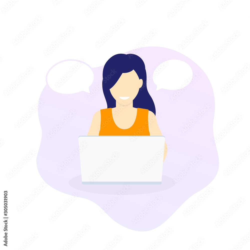 girl working with laptop, vector girl working with laptop, vector