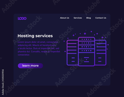 hosting services, website template, vector