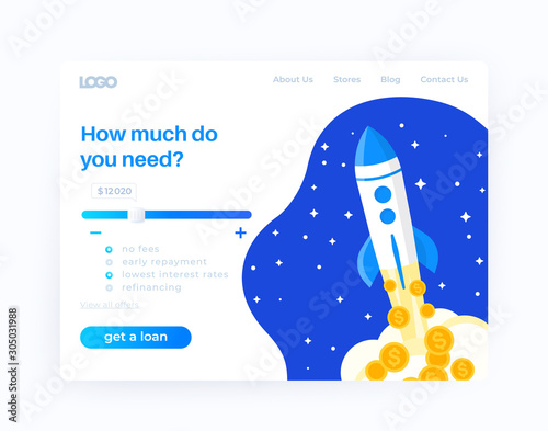 Loan service, website design, vector template