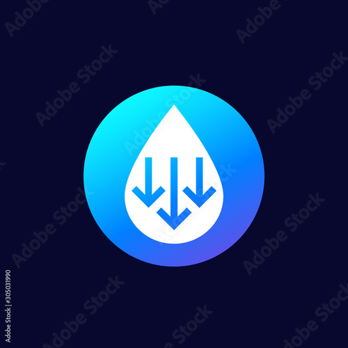 low water level icon with arrows, vector sign