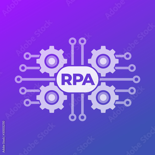 RPA vector icon with gears, robotic process automation technology concept