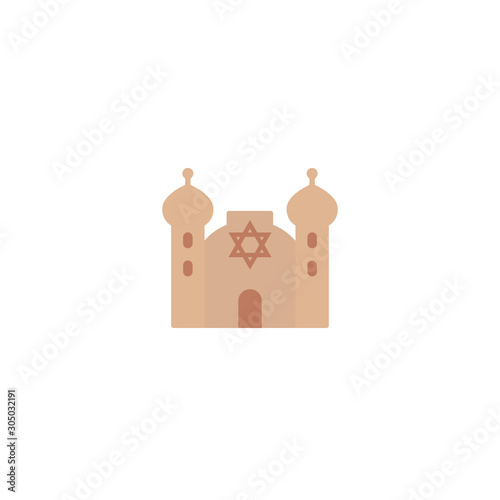 synagogue icon on white, flat vector