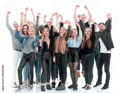 in full growth. a group of happy young people