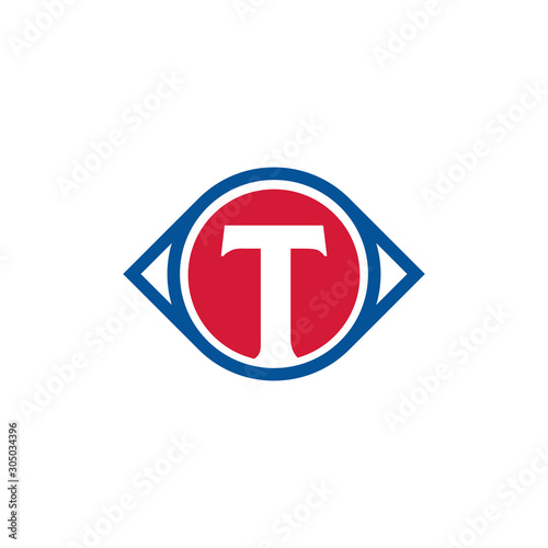Letter T Icon Design With Vision Circle. Glance or Eye Letter Creative Business Alphabet Logo Icon. T Logo Icon. Branding Icon Letter.