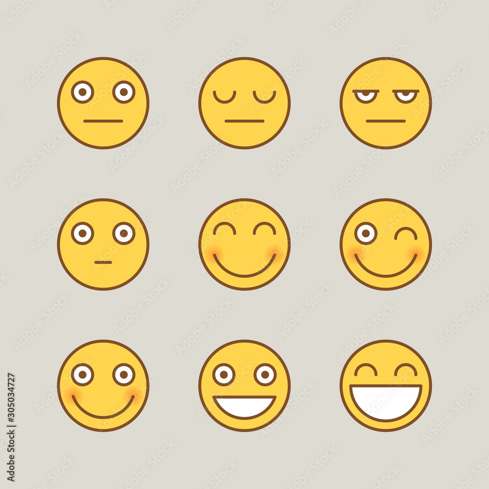 Fototapeta premium Emoticons serious smile. Funny stickers