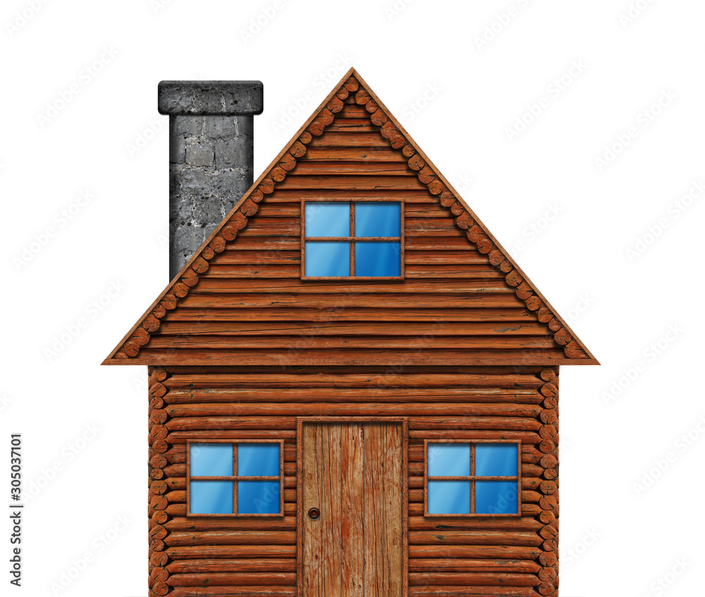 Wood Log Cabin Isolated On White Background Wood Log Cabin Isolated On White Background
