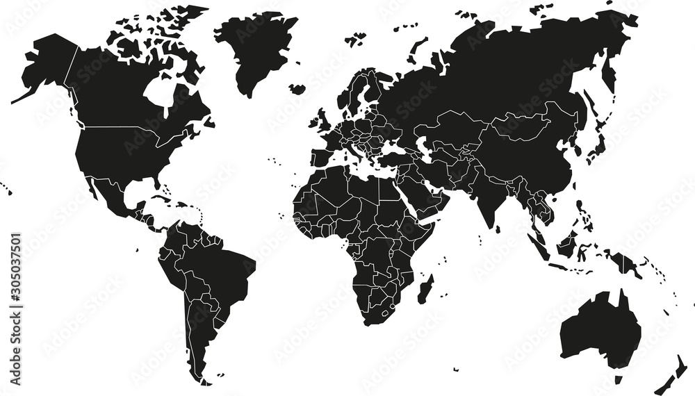 World map vector illustration on white background.