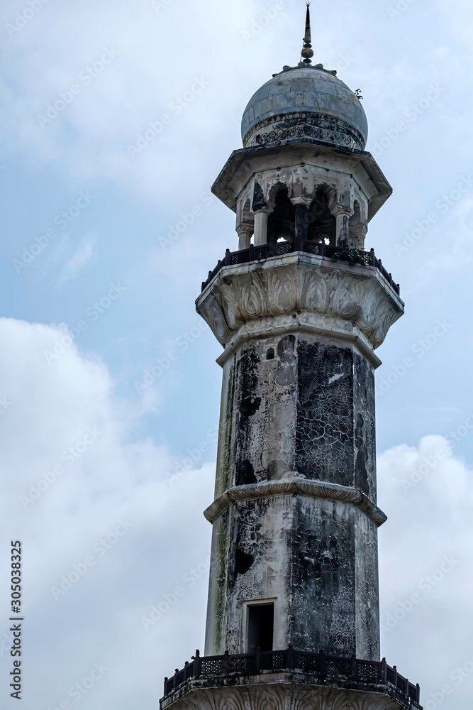Aurangabad, India - October 29 2019: The Bibi Ka Maqbara at Aurangabad India. It was commissioned in 1660 by the Mughal emperor Aurangzeb in the memory of his first and chief wife Dilras Banu Begum.