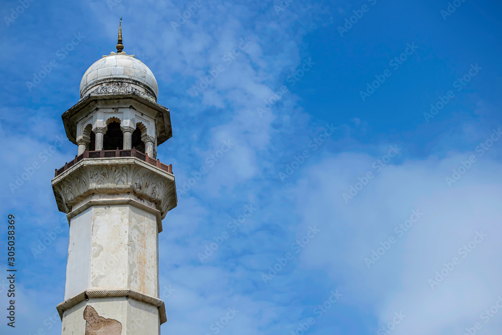 Aurangabad, India - October 29 2019: The Bibi Ka Maqbara at Aurangabad India. It was commissioned in 1660 by the Mughal emperor Aurangzeb in the memory of his first and chief wife Dilras Banu Begum.