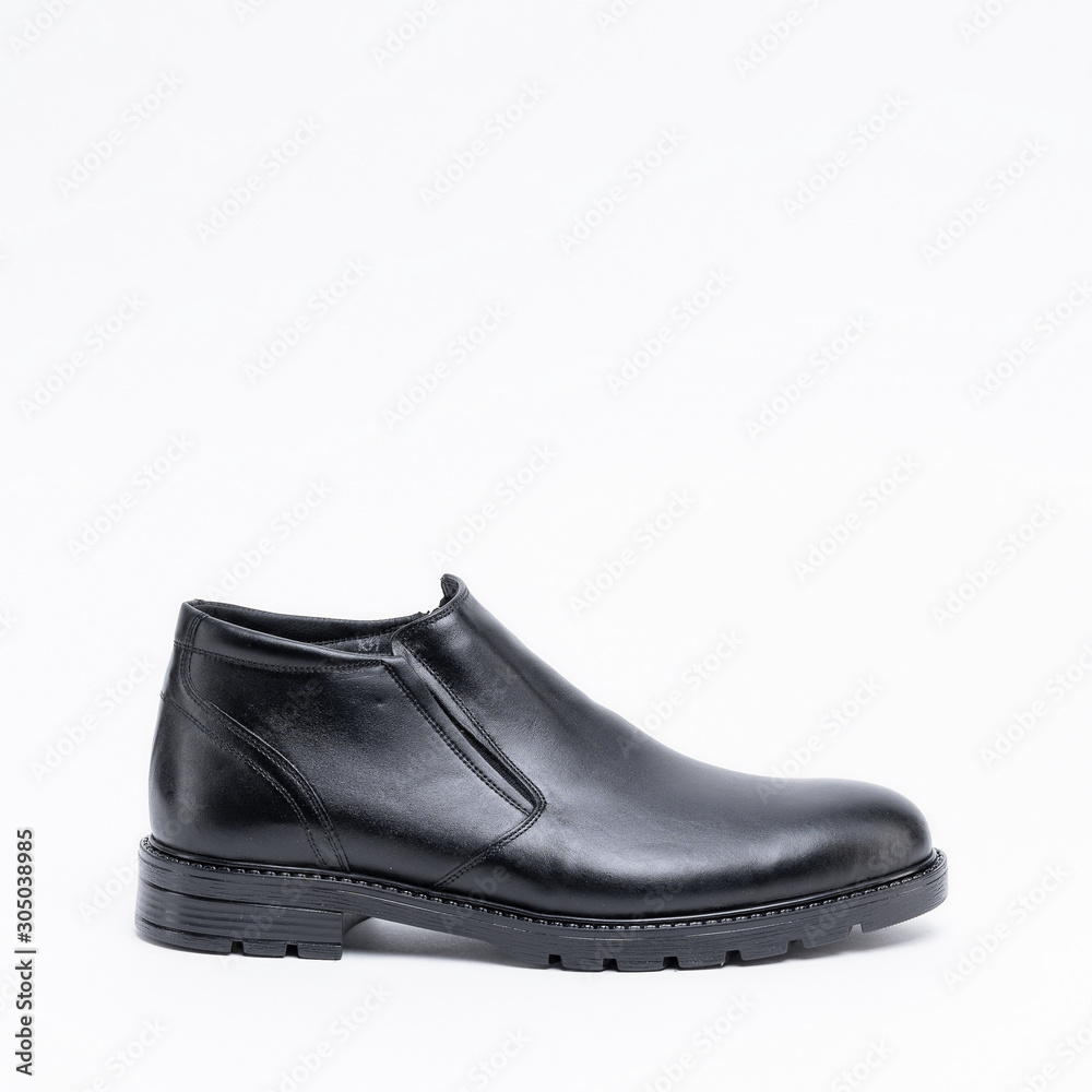 Classic black leather mens demi seasonal warm boots on a white background. See all angles and other models in my profile Classic black leather mens demi seasonal warm boots on a white background. See all angles and other models in my profile
