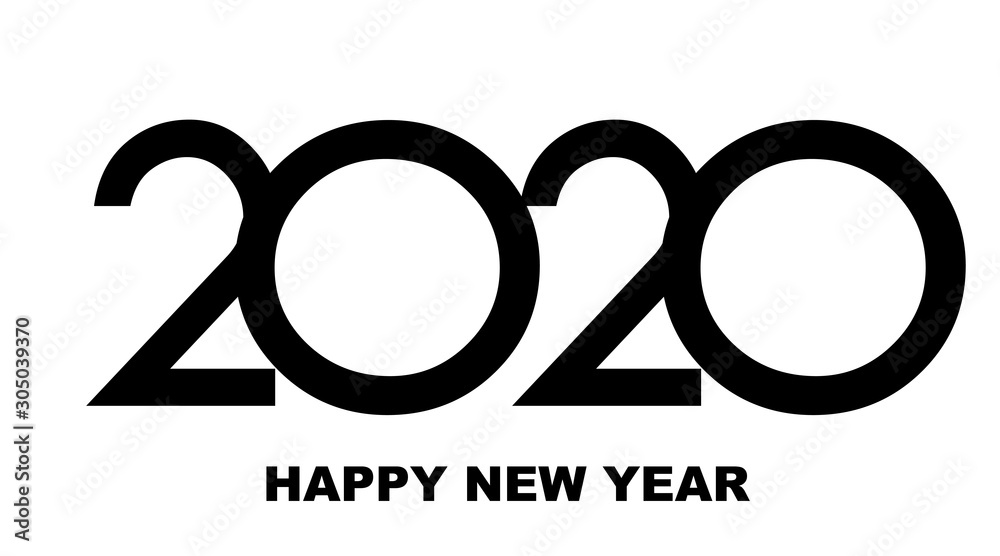 Happy New Year 2020 - greeting card, invitation, poster, flyer - black numbers and letters - vector Happy New Year 2020 - greeting card, invitation, poster, flyer - black numbers and letters - vector
