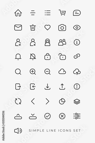 Simple minimalist line icons set