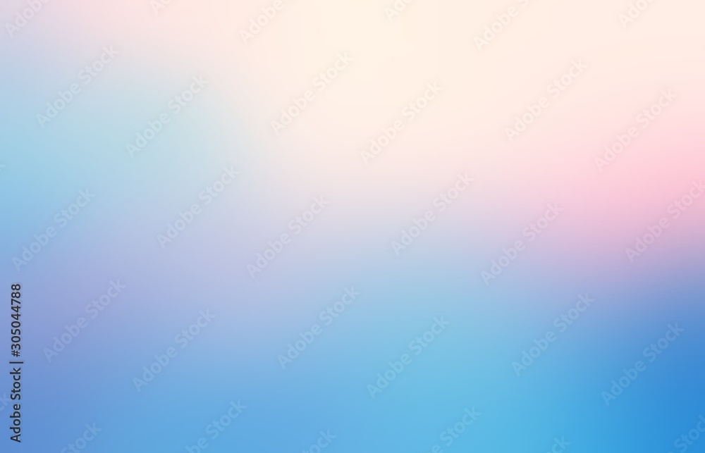 Pink glow on blue empty background. Cold morning light clear sky abstract illustration. Winter defocused template.