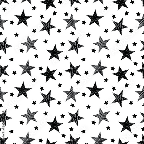 Star seamless pattern on a white background