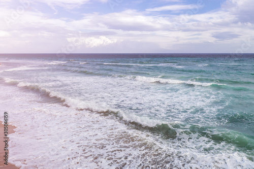 Aerial view on beautiful seascape with storm waves.