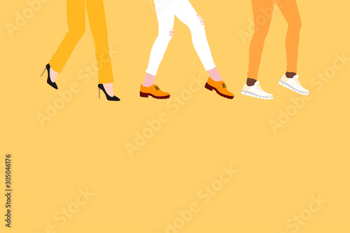 evolution of fashion in women's shoes, from high-heeled shoes to boots and comfortable sneakers