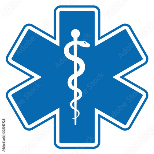 Medical symbol of the Emergency - Star of Life flat icon isolated on white background. EMS, First responder. photo