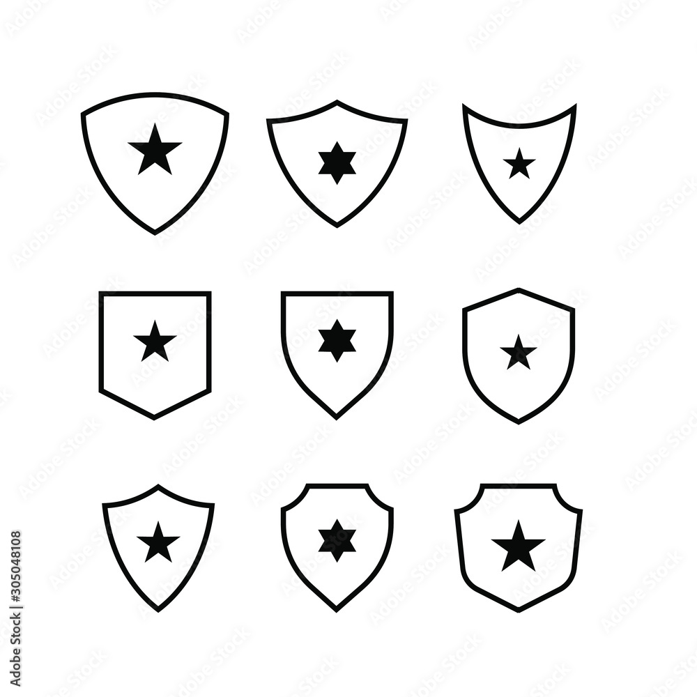 Set of shield star logo icon design vector illustration Set of shield star logo icon design vector illustration