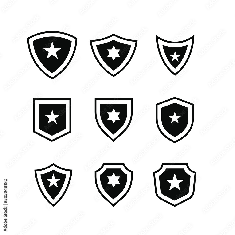 Set of shield star logo icon design vector illustration Set of shield star logo icon design vector illustration