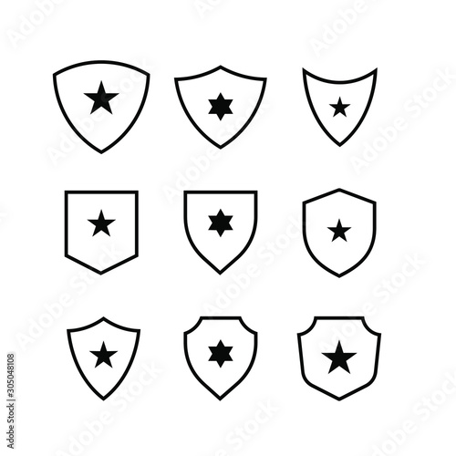 Set of shield star logo icon design vector illustration