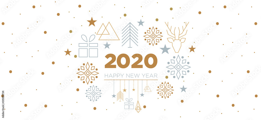 2020 - happy new year with geometric elements