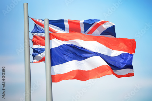 Flags of Thailand and Great Britain