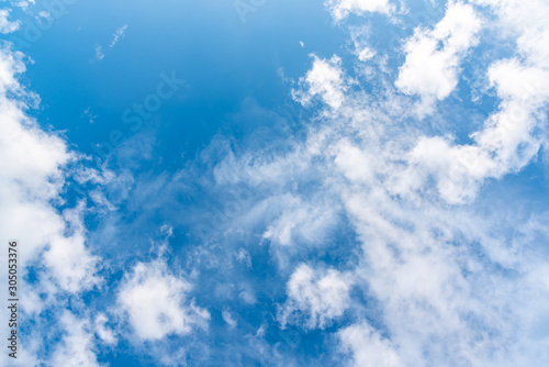 Abstract blue sky background with white clouds.