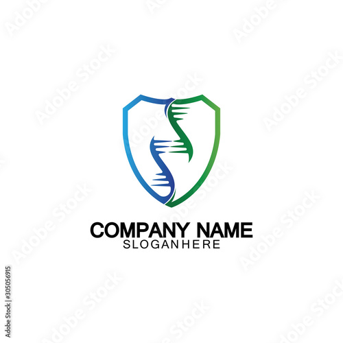 DNA shield logo icon design-vector