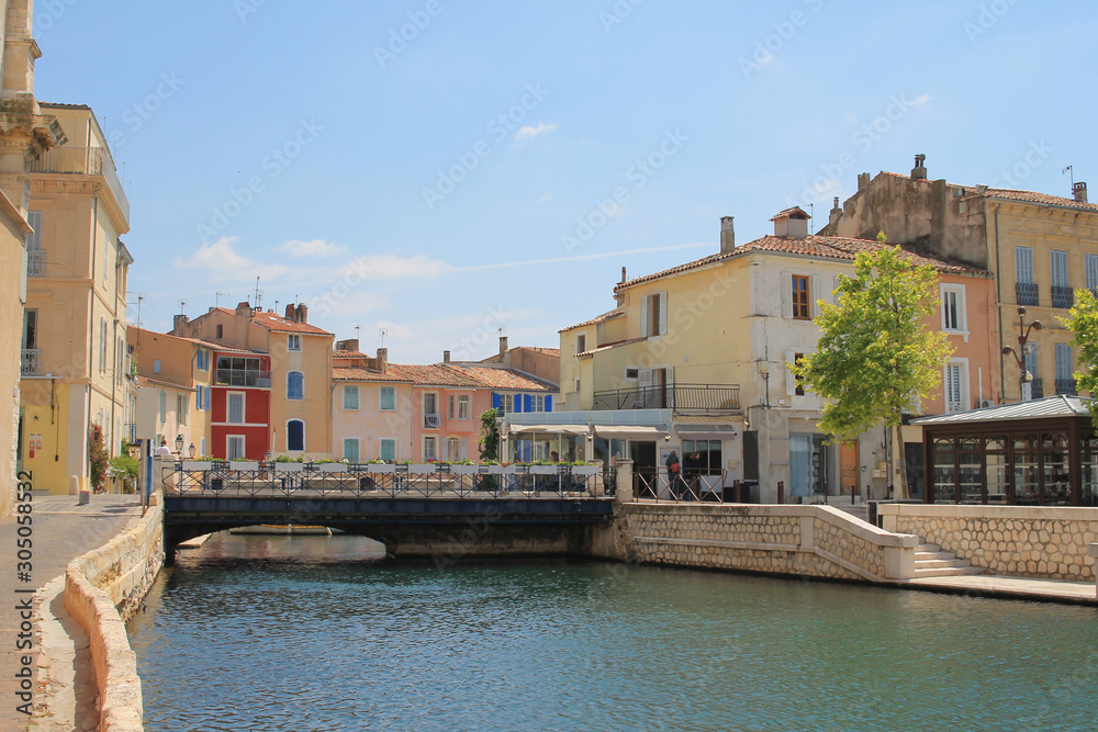 The district of the island in Martigues, called the little Venice of Provence, France