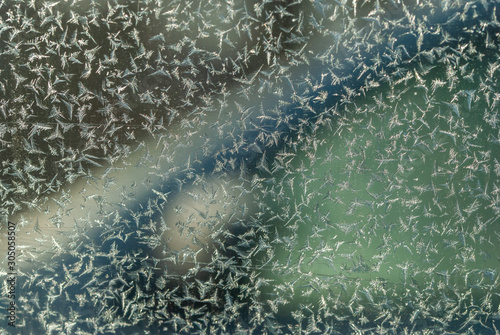 texture of patterns on frozen window glass