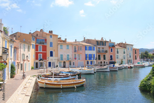 The old harbor of Martigues with traditional wooden boat. Martigues, called the Little Venice of Provence, France © Picturereflex