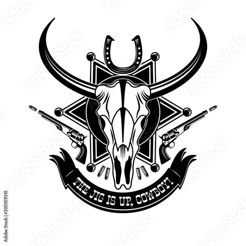 Cowboy Animal Skull Emblem Logo Typography