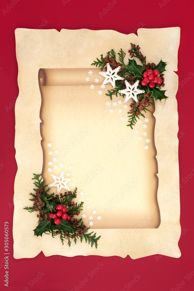 Letter Father Christmas Invitation Blank Parchment Stock Photo 1212836197