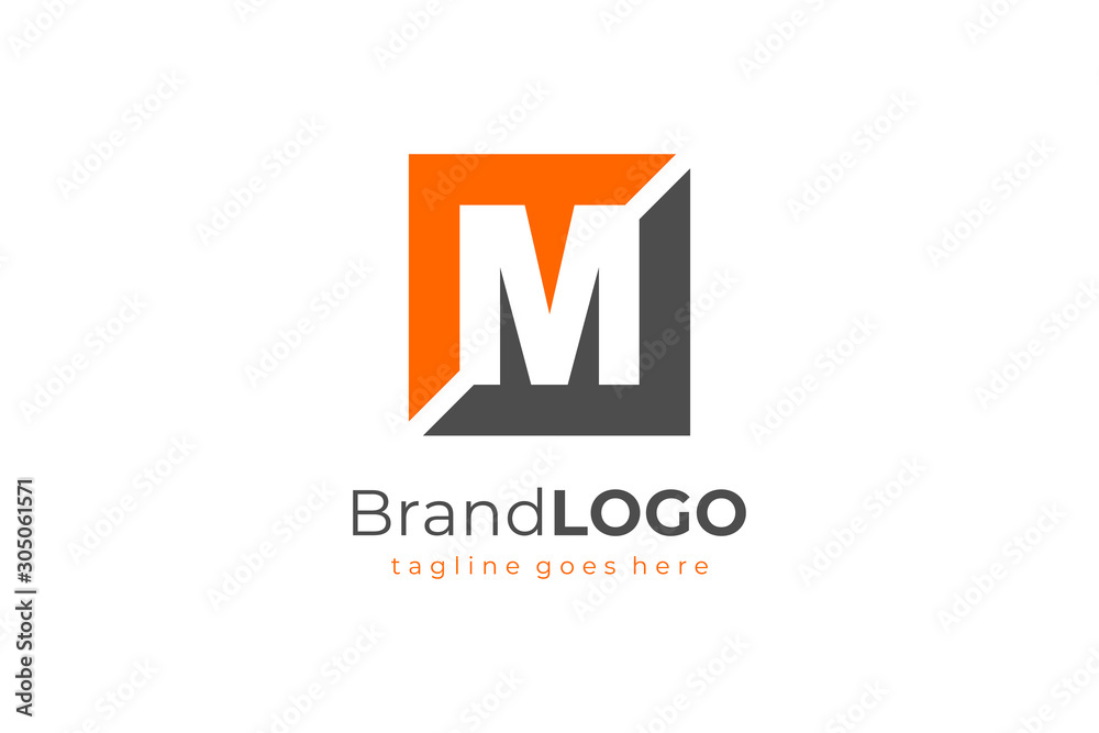 Black Orange Simple Square Letter M Logo Design Template Element. Flat Vector Illustration Black Orange Simple Square Letter M Logo Design Template Element. Flat Vector Illustration