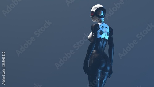 female robot on a neutral background 3d render